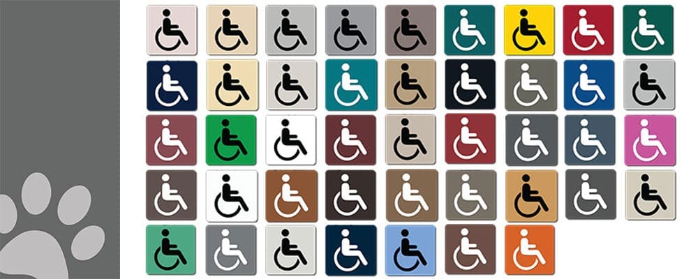 custom color ada signs no more blue and white color featured image 1000px 400px : alpha dog ada signs