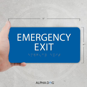 Braille Exit Sign, Tactile Exit Sign, Alpha Dog Signs