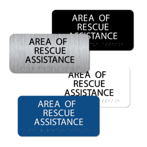 Area of Rescue Assistance Sign with Braille - 4"x 8"