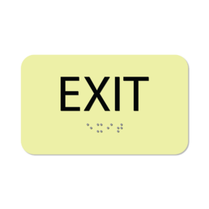 Braille Exit Sign, Photoluminescent, Glow in the Dark - 3"x 5"