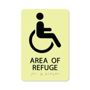 photoluminescent braille area of refuge sign aor69 lg 01 : alpha dog ada signs