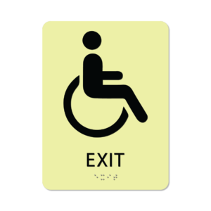 photoluminescent braille handicap exit sign iex86 lg 01 : alpha dog ada signs