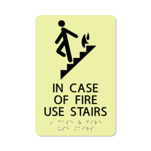 photoluminescent braille in case of fire use stairs sign icofu69 lg 01 : alpha dog ada signs