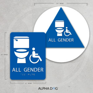 All Gender Bathroom Sign, Restroom Sign - Alpha Dog ADA Signs