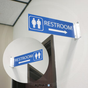 Unisex Hallway Corridor Bathroom Sign, Left Arrow - Alpha Dog ADA Signs