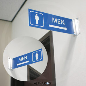 Men's Hallway Corridor Bathroom Sign, Left Arrow - Alpha Dog ADA Signs