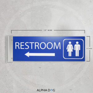 Unisex Hallway Corridor Bathroom Sign, Left Arrow - Alpha Dog ADA Signs