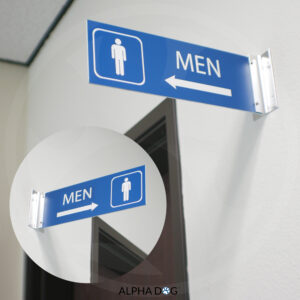 Men's Hallway Corridor Bathroom Sign, Right Arrow - Alpha Dog ADA Signs