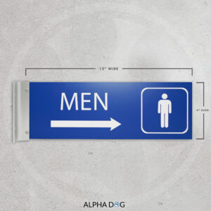 Men's Hallway Corridor Bathroom Sign, Right Arrow - Alpha Dog ADA Signs