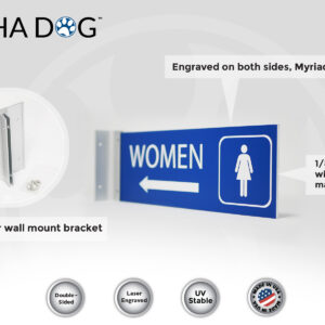 Women's Hallway Corridor Bathroom Sign, Left Arrow - Alpha Dog ADA Signs